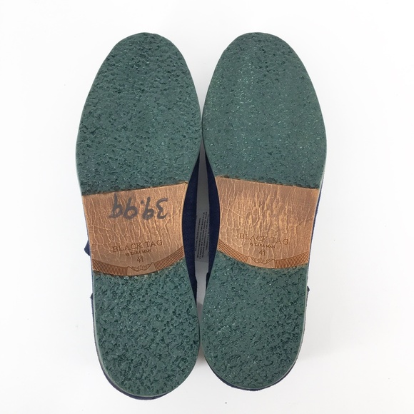 NWT ZARA Mens Black Tag Blue Suede Loafers Size 8 main image 4